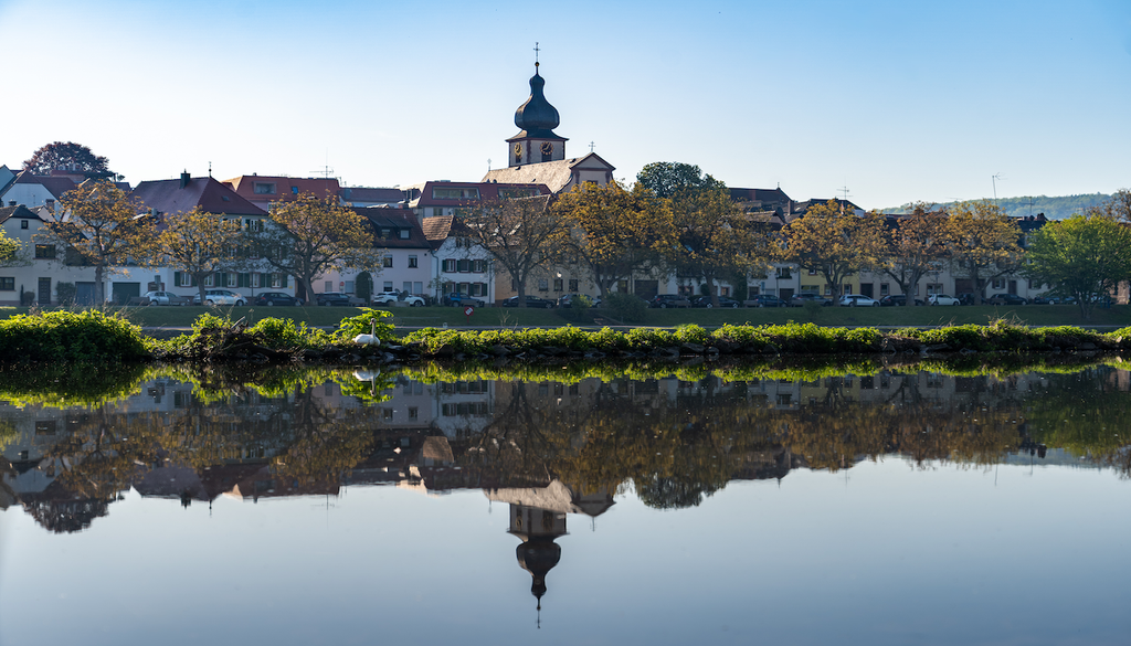 Der Main bei Marktheidenfeld: Wegen hoher Wassertemperaturen warnen die Behörden vor zunehmendem Stress für Fische und andere Wasserlebewesen.