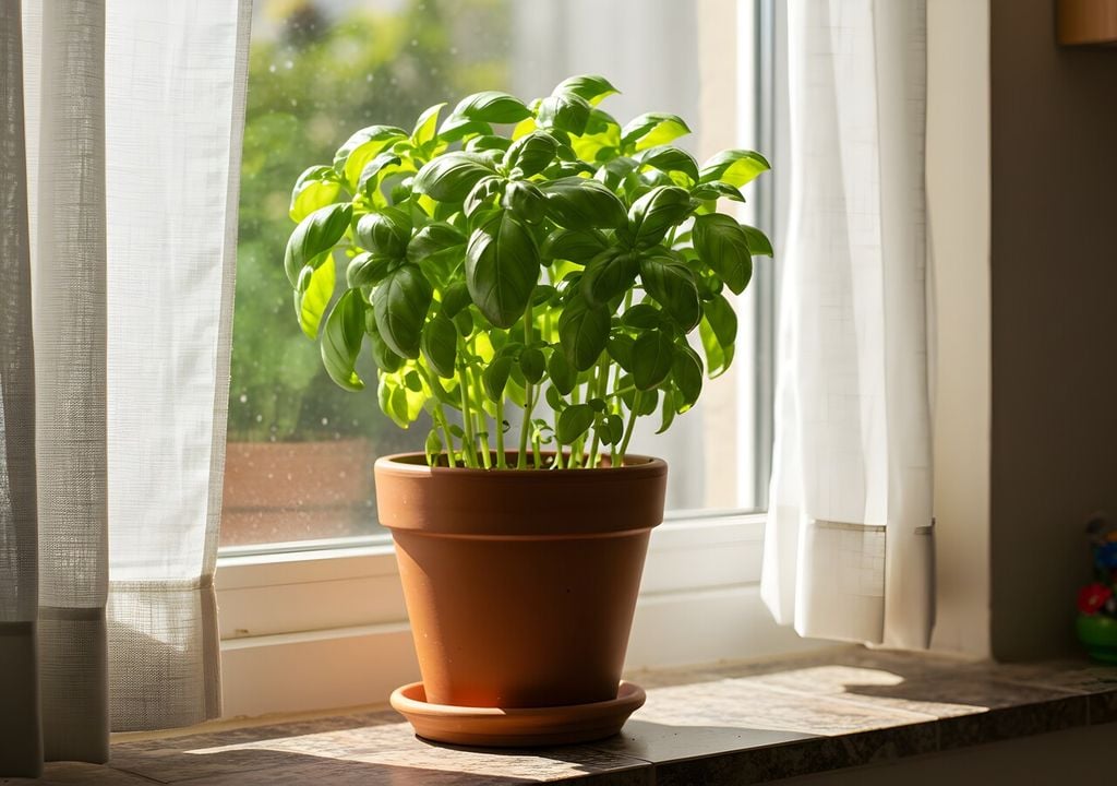 planta de albahaca Ubicarla en un ambiente estable es tan importante como la luz o el riego.