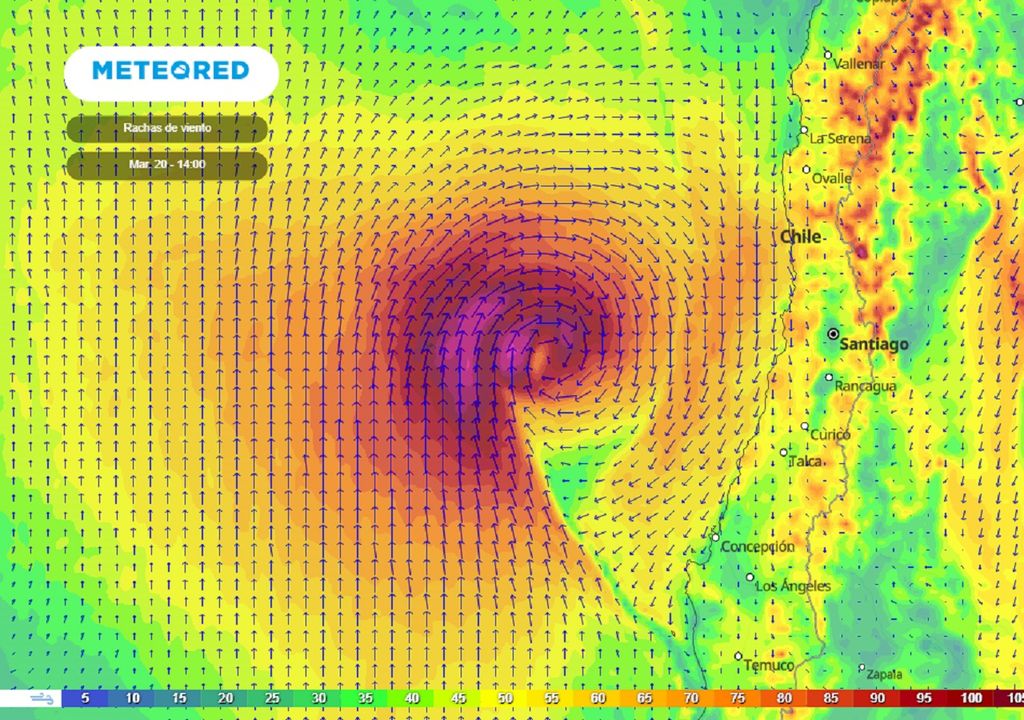 Rachas de viento previstas por el modelo del ECMWF Rachas de viento previstas por el modelo del ECMWF