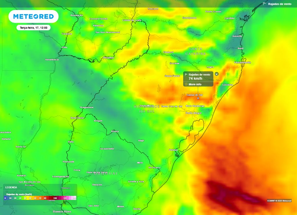 Rajadas de vento acima de 70 km/h são previstas para o noroeste do RS. Rajadas de vento acima de 70 km/h são previstas para o noroeste do RS.