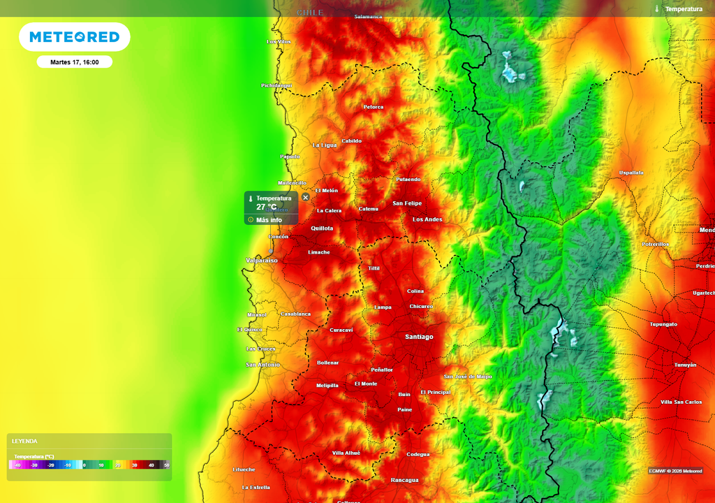 El martes 17, el litoral presentará temperaturas altas para la época, con máximas entre 25 y 27 °C, destacando el contraste con los valores más extremos hacia los sectores interiores.