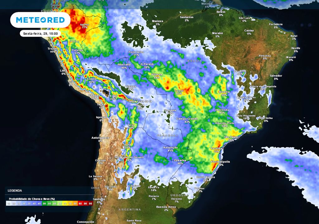 Previsão de probabilidade de chuva na sexta-feira. Previsão de probabilidade de chuva na sexta-feira.