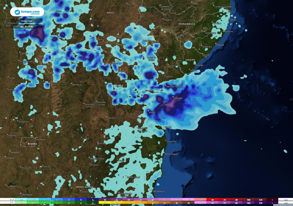 alerta de chuvas volumosas Bahia
