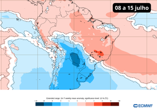 Intensa massa de ar polar chega ao Sudeste e Centro-Oeste na próxima semana. O ar frio pode chegar até o Norte do Brasil