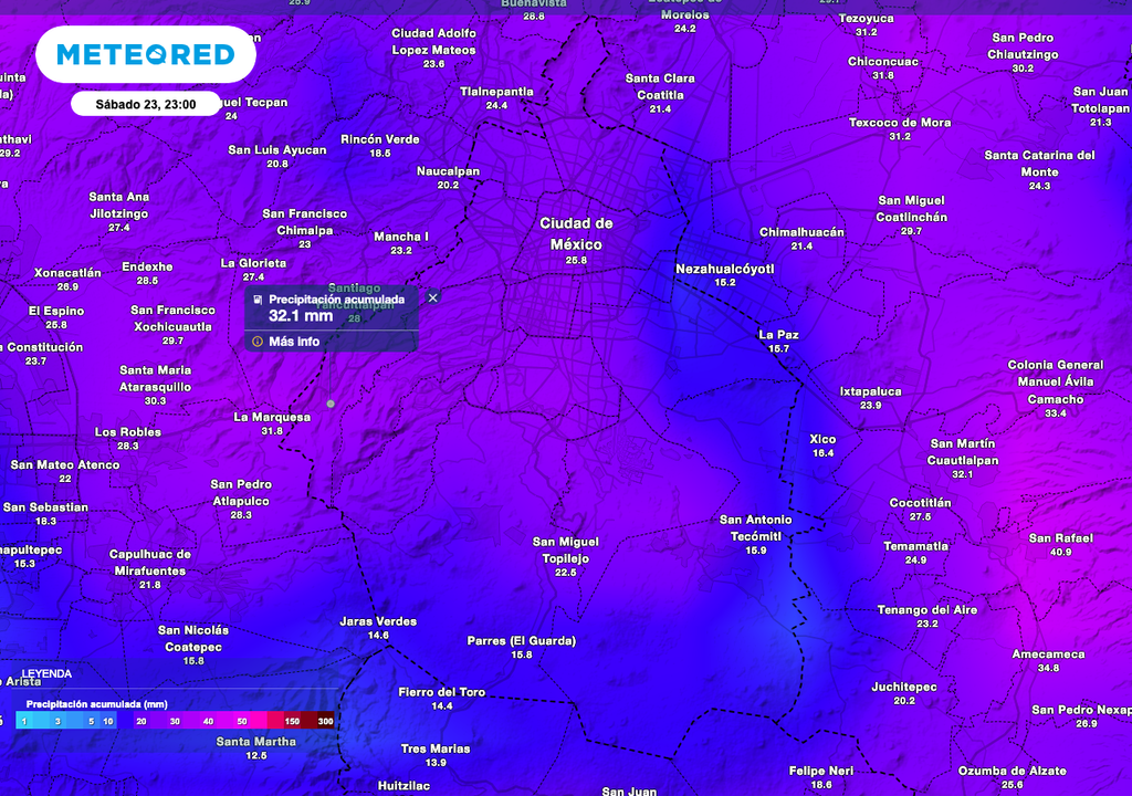 Lluvia acumulada en fin de semana CDMX