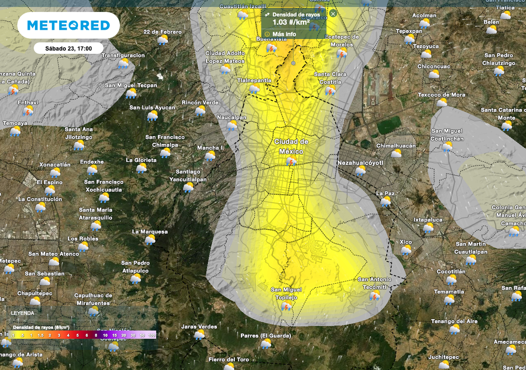Tormentas eléctricas al norte y centro de la CDMX, sábado 23 de agosto