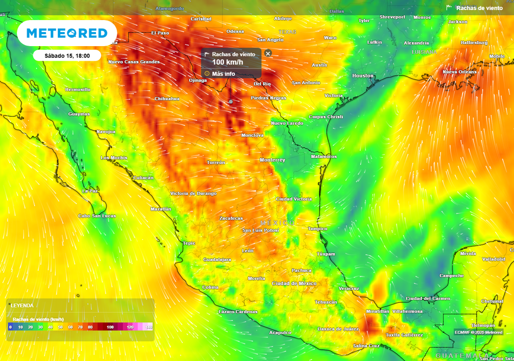 Pronóstico de ráfagas de viento en km/h Pronóstico de ráfagas de viento en km/h