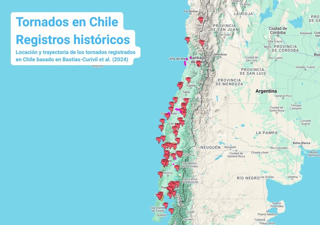 mapa de tornados en Chile mapa de tornados en Chile