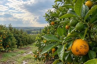 Alerta em SP: Chuva de 32 mm amea&ccedil;a safra de laranja com surto de pinta preta