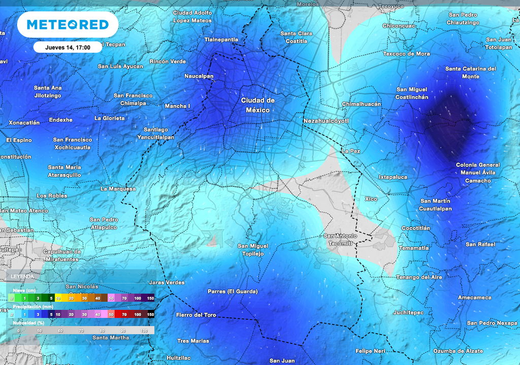 Zonas de tormenta CDMX 14 de agosto