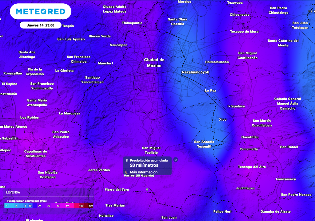 Lluvia acumulada en CDMX