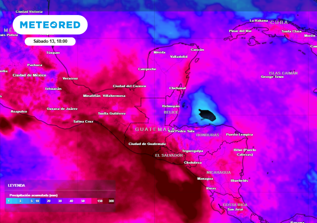 Lluvias Pronóstico de lluvia acumulada para las próximas 96 horas en la Península de Yucatán.