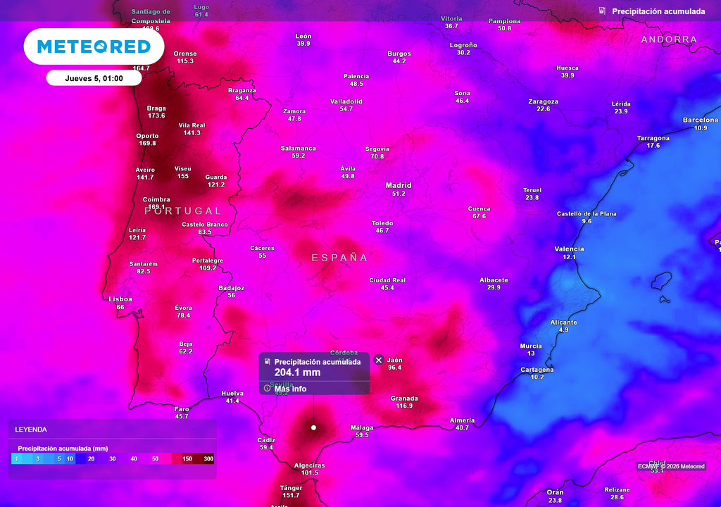 La próxima semana las lluvias continuarán dejando acumulados muy altos en diversas zonas de España.