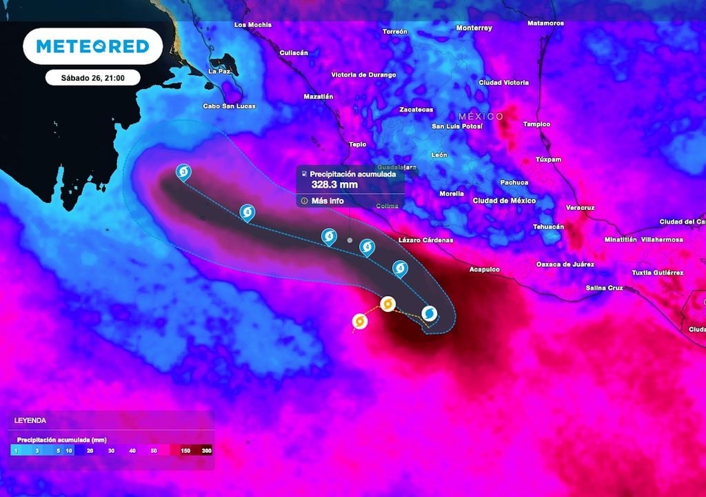 Los acumulados de lluvia asociados al desplazamiento e impacto de "Polo", superarán los 300 mm al terminar la semana.