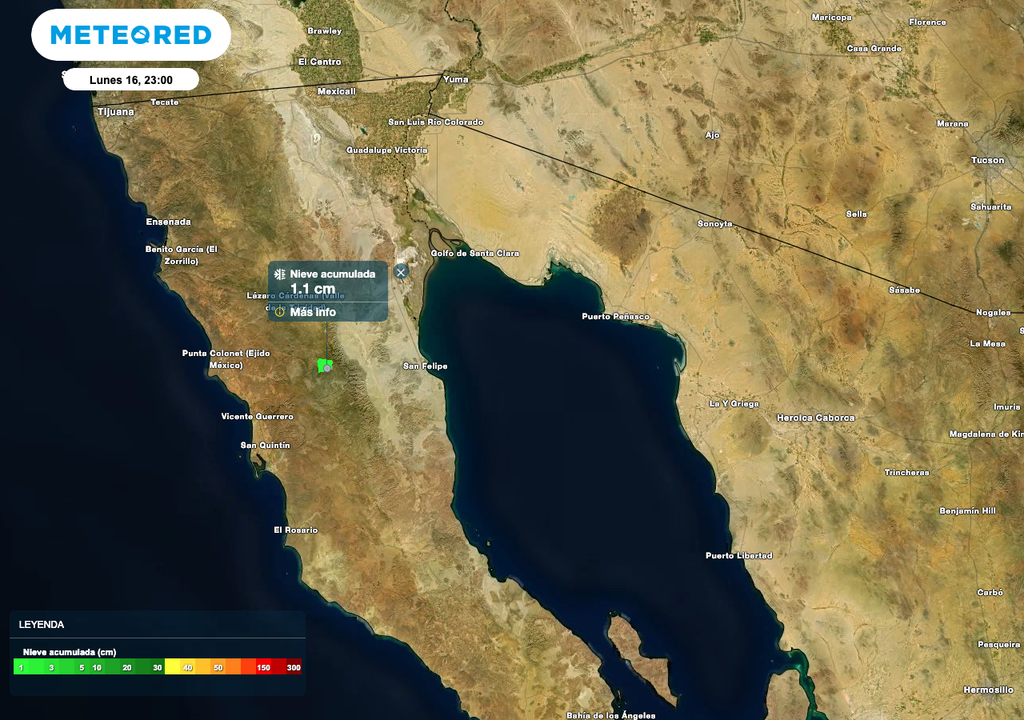 Se pronostica la posible caída de nieve o aguanieve en las zonas serranas de Baja California.