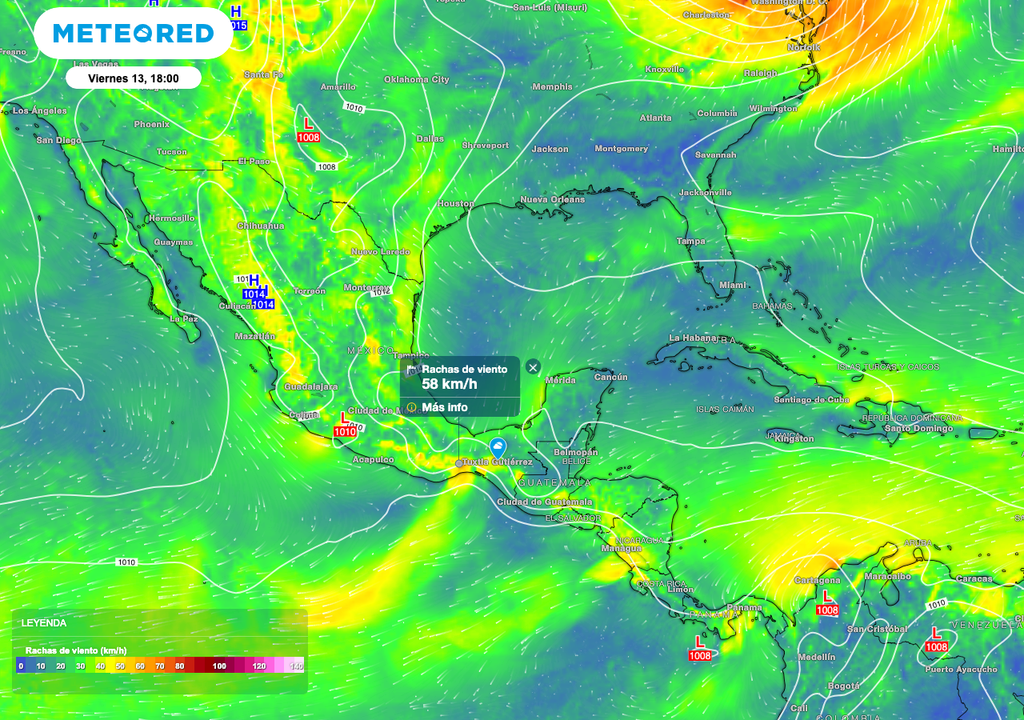Se prevén rachas de 50 a 70 km/h, sobre diversas regiones de México, lo más fuerte al parte del Centro, Occidente, Norte y Suroeste.