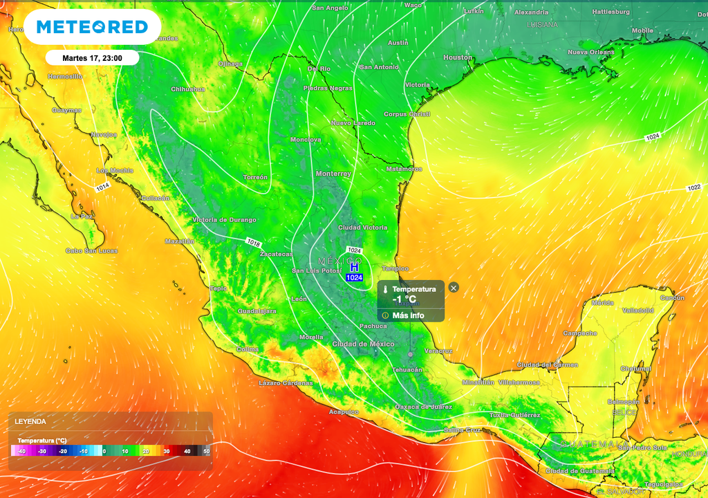 Se espera que algunos estados del Norte, como Chihuahua y Durango, se registran temperaturas gélidas de hasta -5 °C con posibles heladas en sierras.