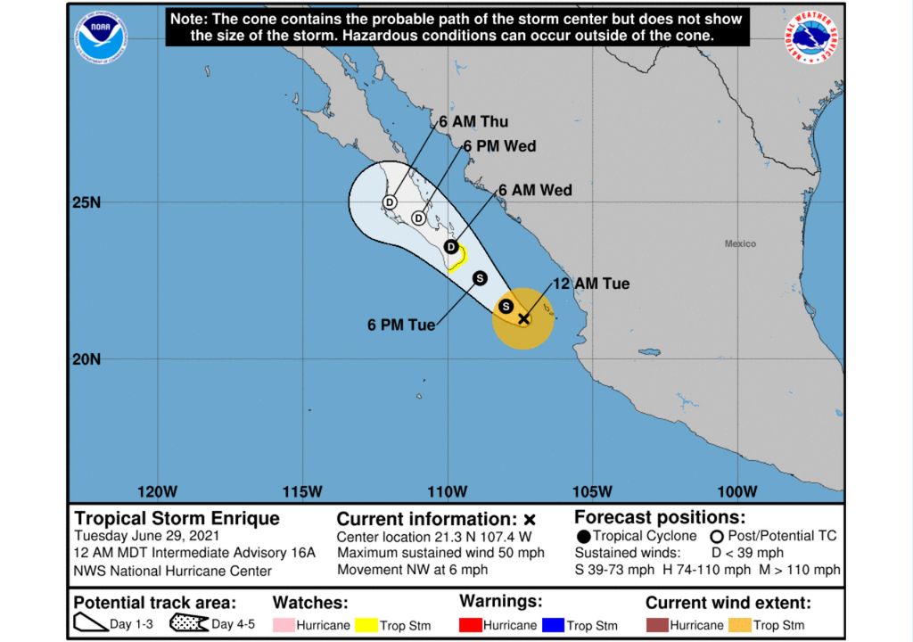 Trayectoria tormenta Enrique huracán México