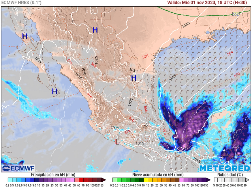 Modelo ECMWF - Viento nubes y lluvias Modelo ECMWF - Viento nubes y lluvias
