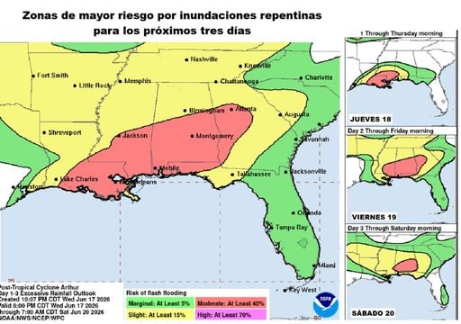 Alerta por la tormenta Arthur sobre el sur de EE.UU., su remanente dejar&aacute; graves inundaciones en pleno Mundial de F&uacute;tbol