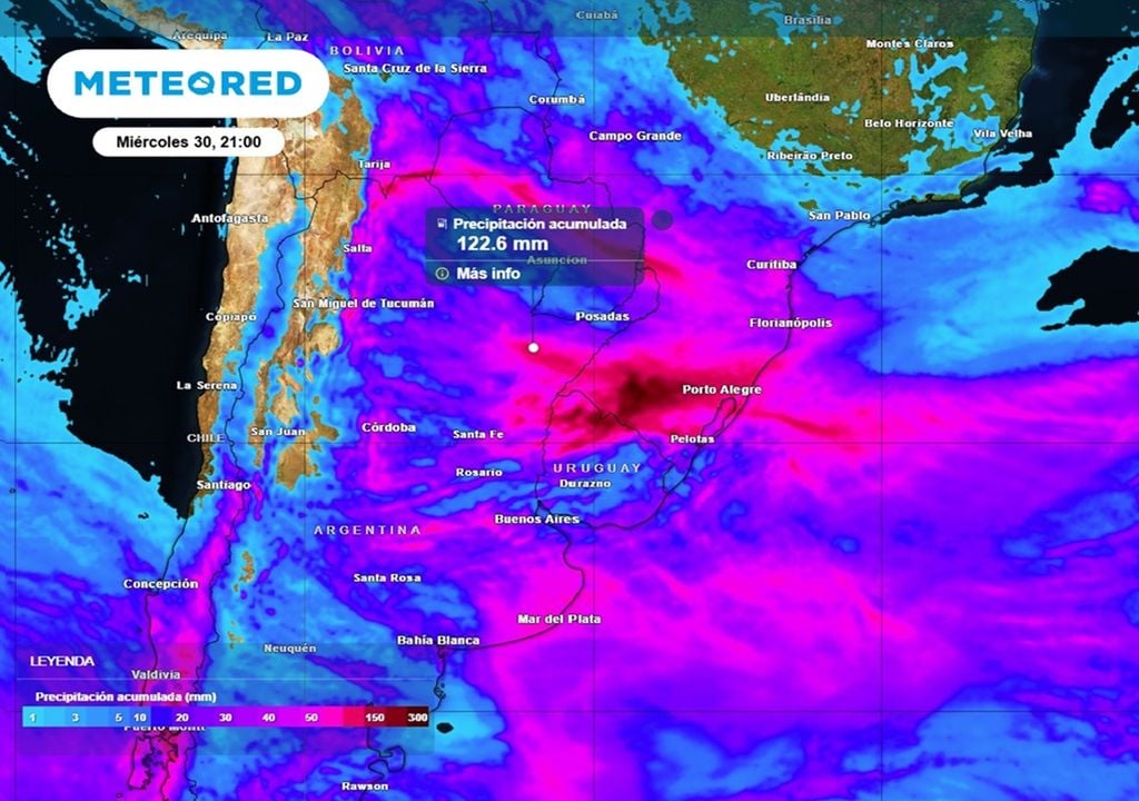 Se esperan acumulados superiores a los 100 mm para el Litoral Se esperan acumulados superiores a los 100 mm para el Litoral