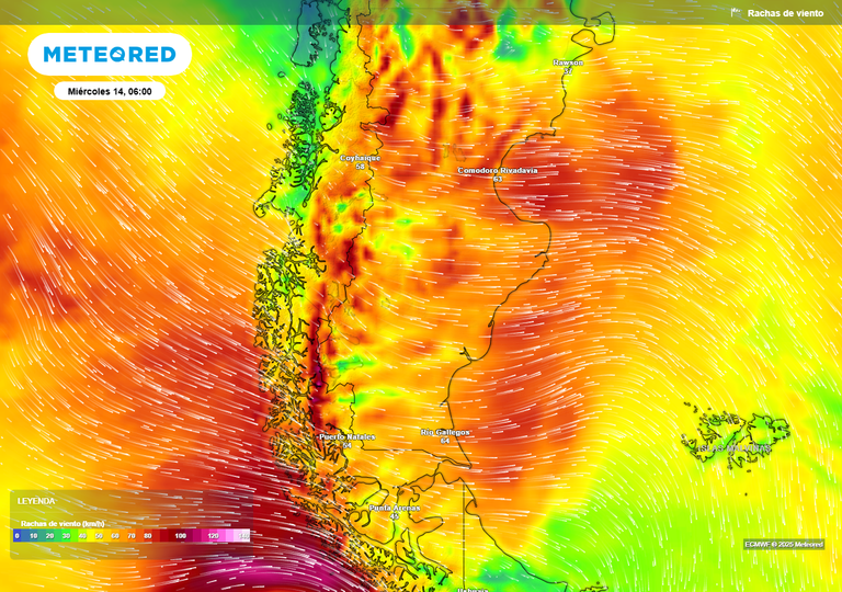 Alerta por vientos fuertes en la Patagonia y calor anómalo en el centro y norte de Argentina