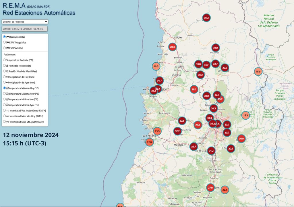 temperaturas máximas registradas