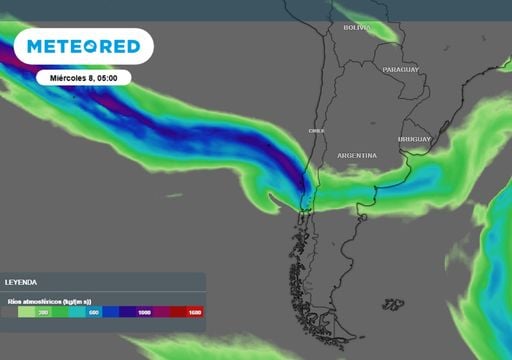 Alerta rojo del SMN: un r&iacute;o atmosf&eacute;rico categor&iacute;a 4 dejar&aacute; lluvias de m&aacute;s de 150 mm en Patagonia