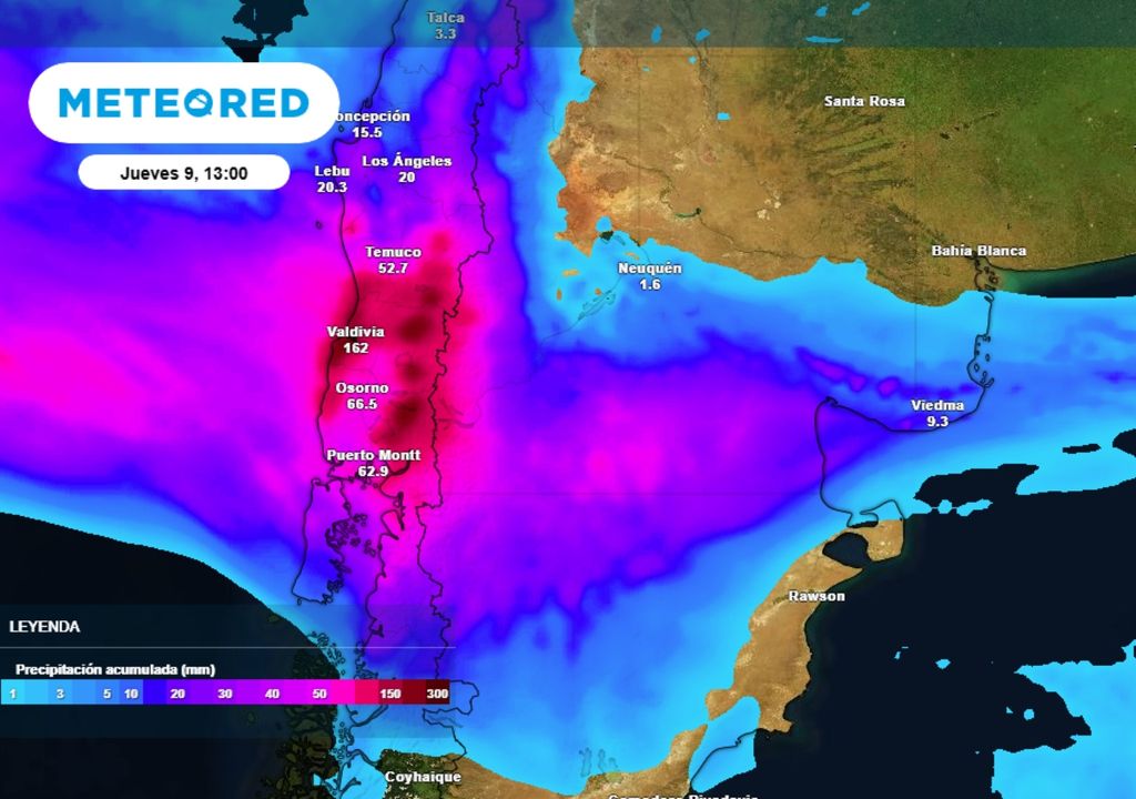 lluvias Precipitación acumulada según el modelo ECMWR
