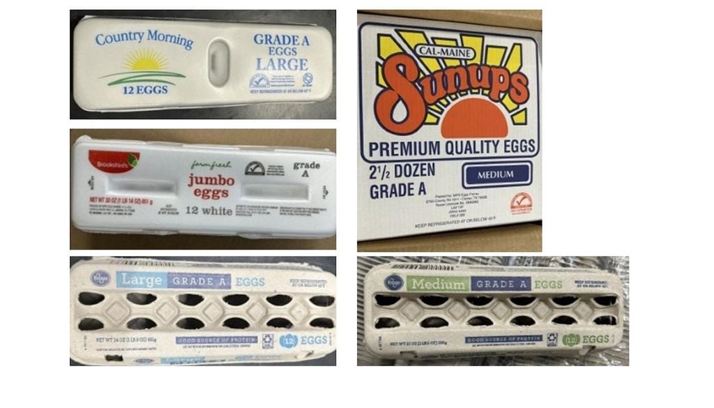 Huevos con cáscara retirados del mercado. Fuente: CDC.
