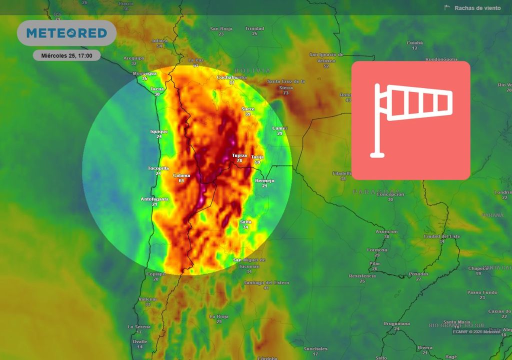 Alerta, Dirección Meteorológica de Chile, viento 100 km/h, Meteored
