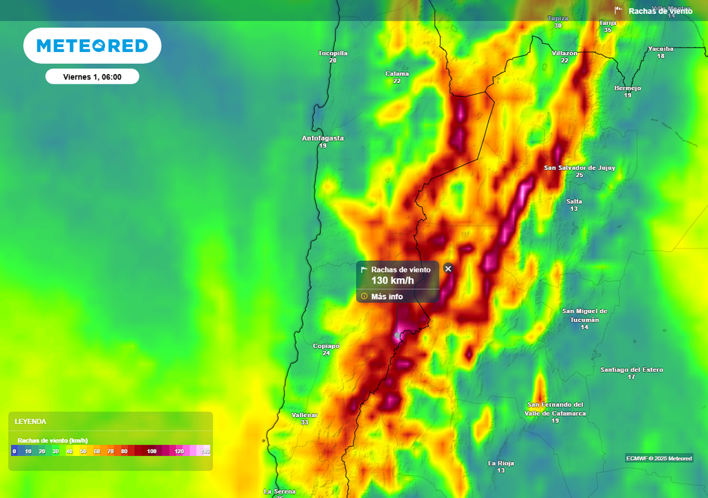 Alertas DMC, sistema frontal con lluvias, nieve y fuerte viento, Meteored, Chile