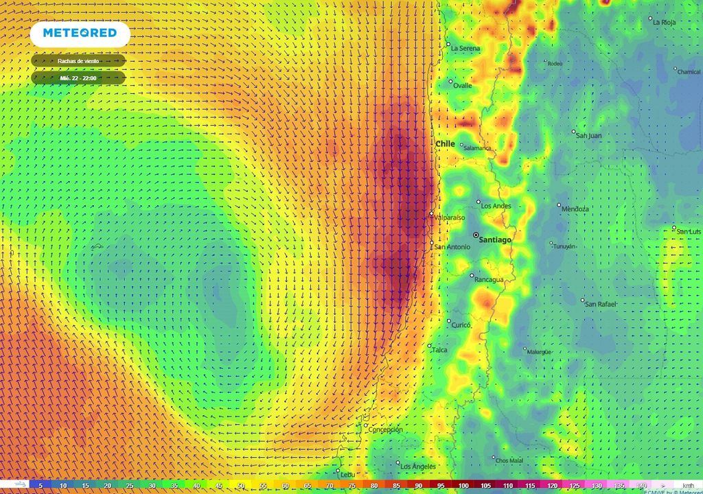 rachas de viento previstas; modelo ECMWF rachas de viento previstas; modelo ECMWF