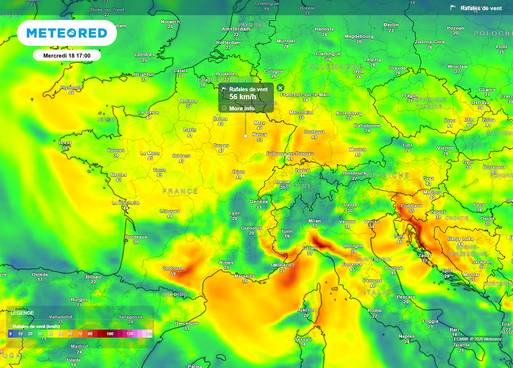 La journée de mercredi verra le retour de la bise sur les deux-tiers Nord du pays, avec un ressenti moins printanier exposé au vent.