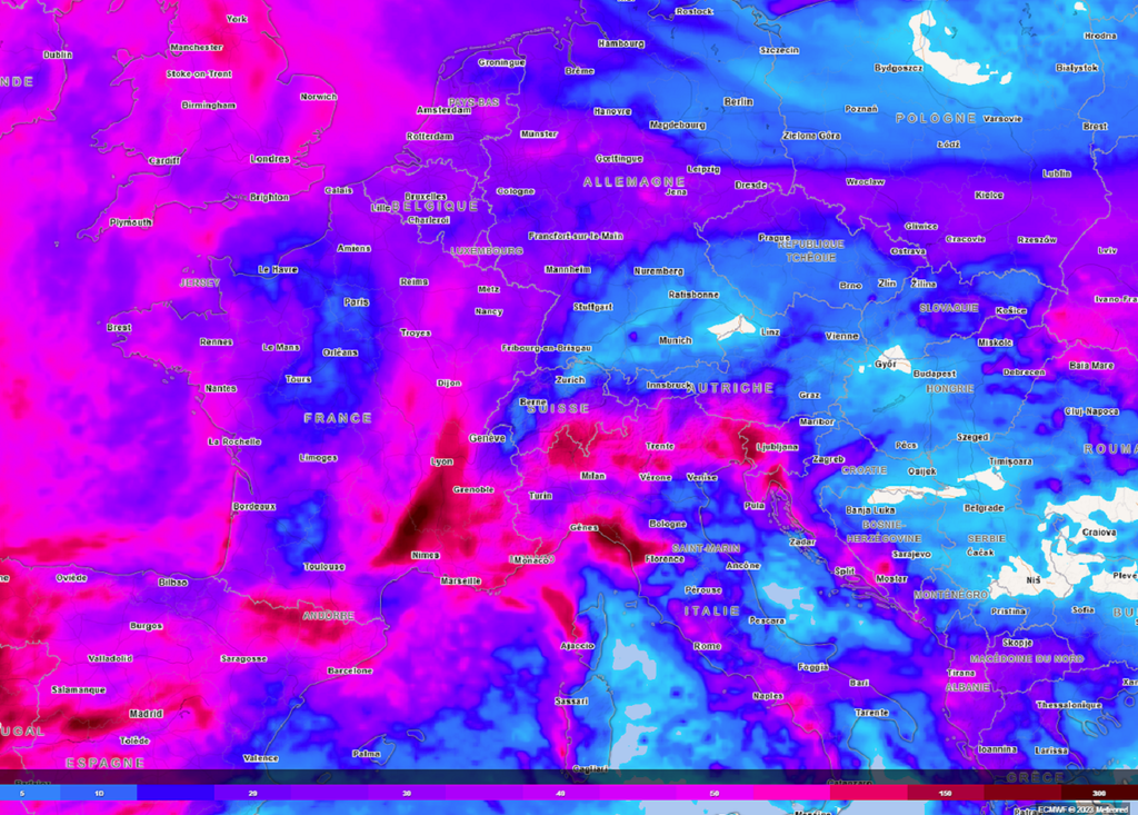 Les cumuls de pluies cette semaine s'annoncent conséquents, notamment dans le sud-est du pays.