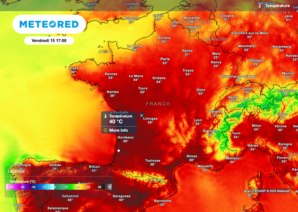 Les températures pourront à nouveau atteindre les 40 degrés vendredi après-midi dans le sud-ouest de la France.