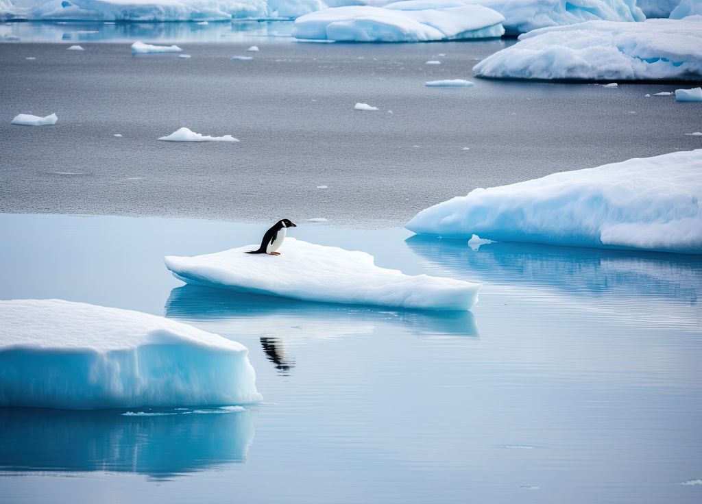 Banquise antarctique pingouin fonte glace IA