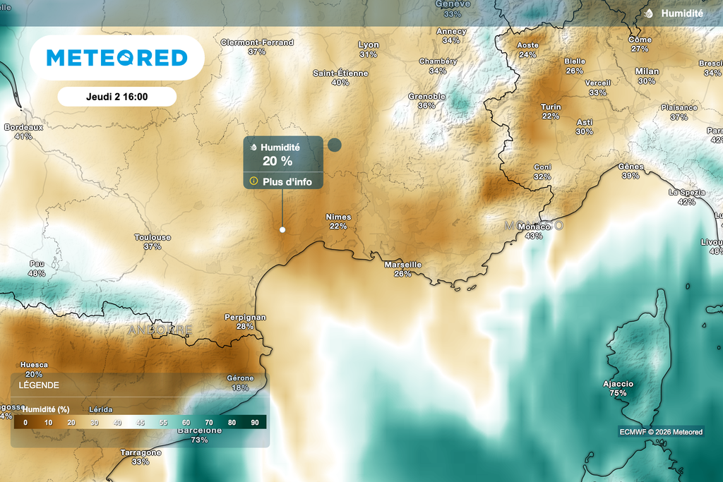 Taux d'humidité très bas près de la Méditerranée !