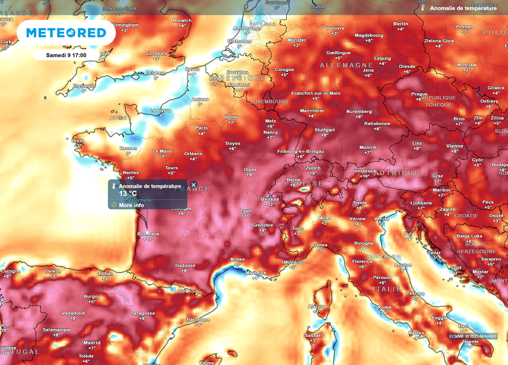 Anomalie températures samedi après-midi Anomalie températures samedi après-midi