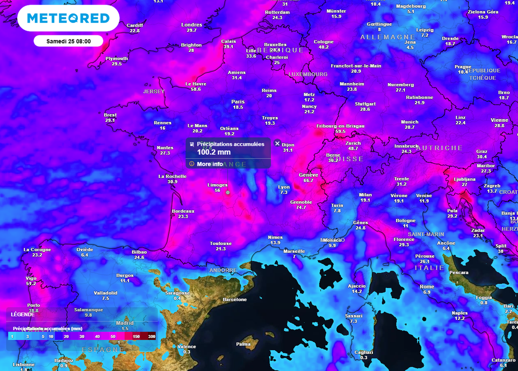 Les cumuls de pluies s'annoncent conséquents d'ici la fin de semaine, atteignant localement 100 mm. Les cumuls de pluies s'annoncent conséquents d'ici la fin de semaine, atteignant localement 100 mm.