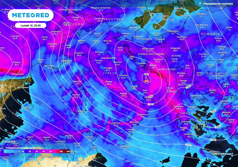 Alessio Colella avvisa: "Nuova settimana con altre perturbazioni, oltre 50 millimetri di pioggia su molte regioni"
