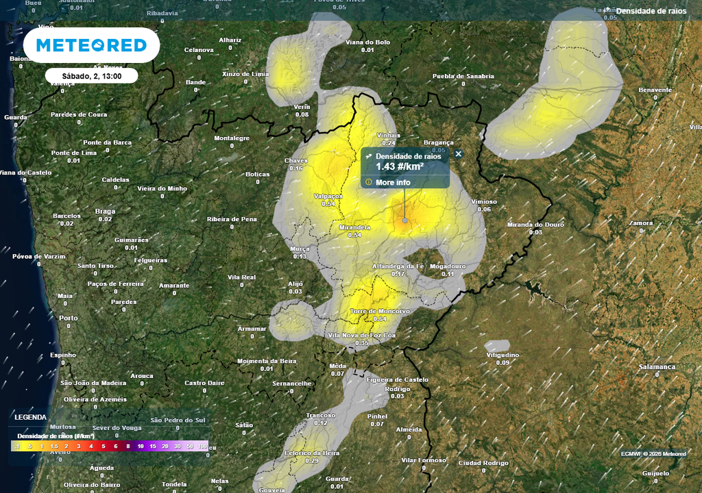 Bragança, Vila Real e Guarda são alguns dos distritos mais expostos ao risco de trovoadas no sábado, 2 de maio.