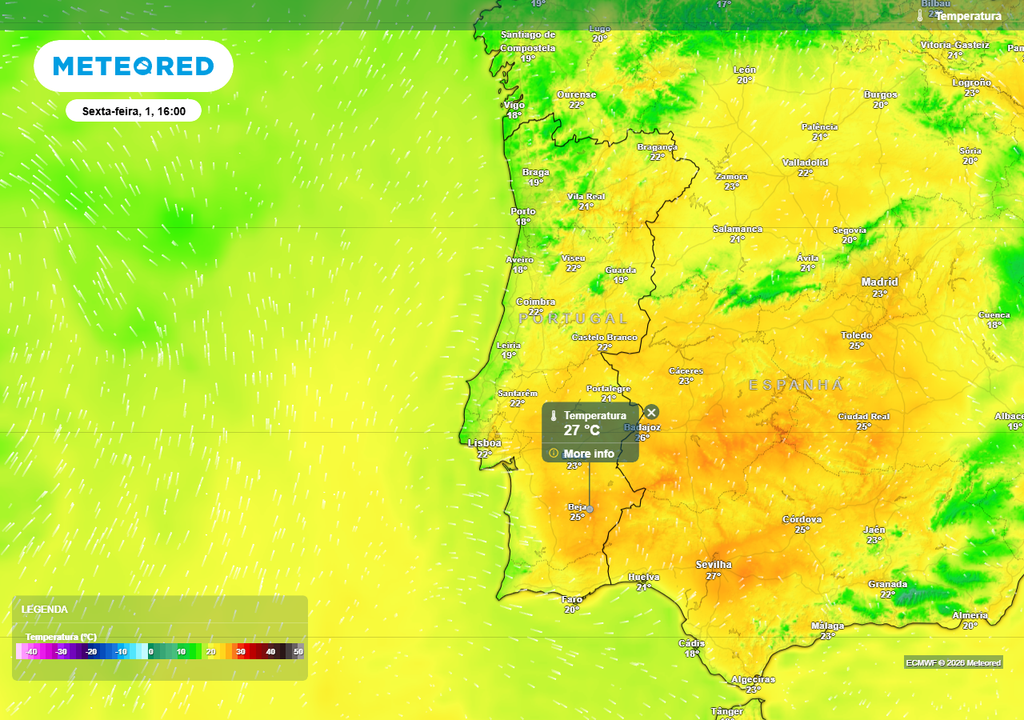 27 ºC previstos para locais do Baixo Alentejo amanhã - sexta-feira, 1 de maio e feriado do Dia do Trabalhador.