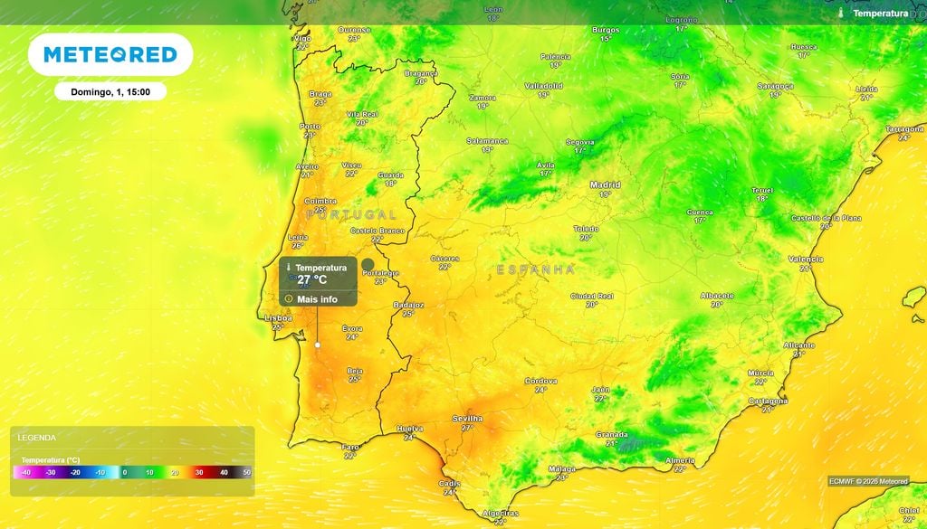 As temperaturas diurnas invulgarmente elevadas para a época outonal irão manter-se na reta final de outubro e pelo menos no primeiro dia de novembro.