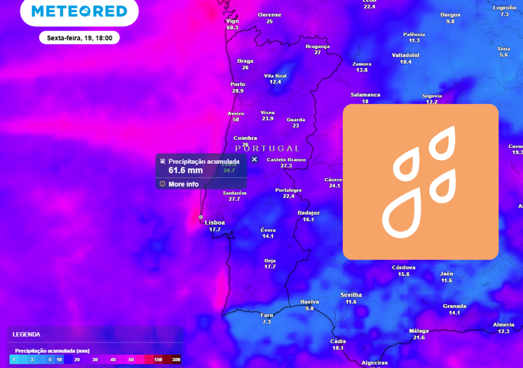 Uma nova frente fria procedente do Atlântico chegará a Portugal continental entre quinta e sexta-feira, dias 18 e 19 de dezembro. Aveiro e Sintra estarão entre os concelhos potencialmente mais expostos à precipitação, de acordo com as atuais previsões.