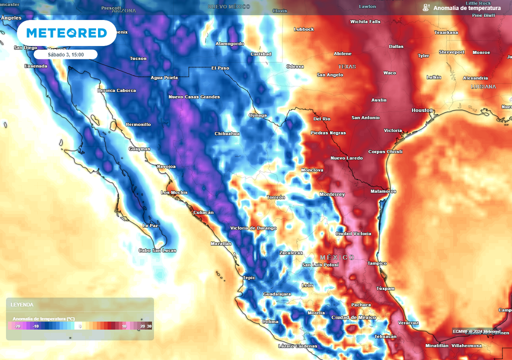 Anomalía de temperaturas en grados Celsius Anomalía de temperaturas en grados Celsius