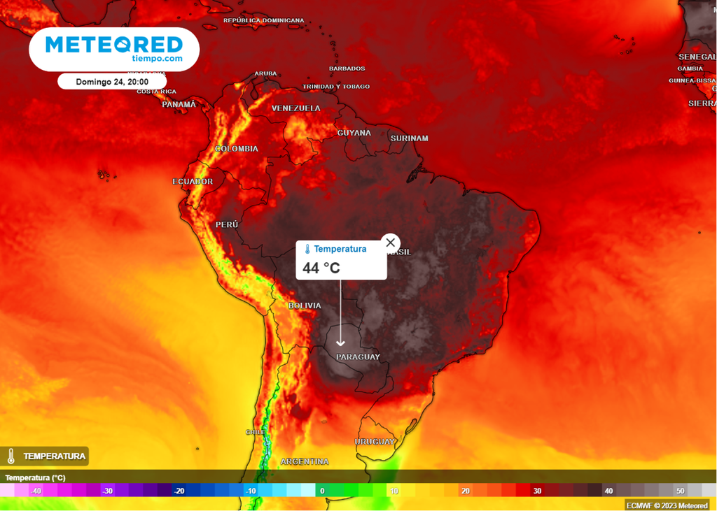 Temperaturas extremas domingo Sudamérica