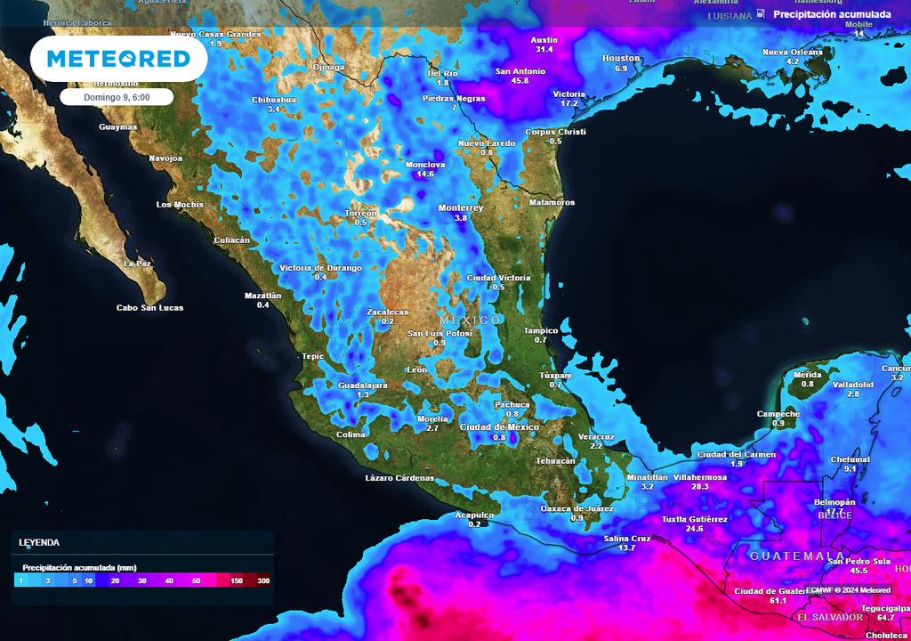 Acumulado de lluvias en milímetros