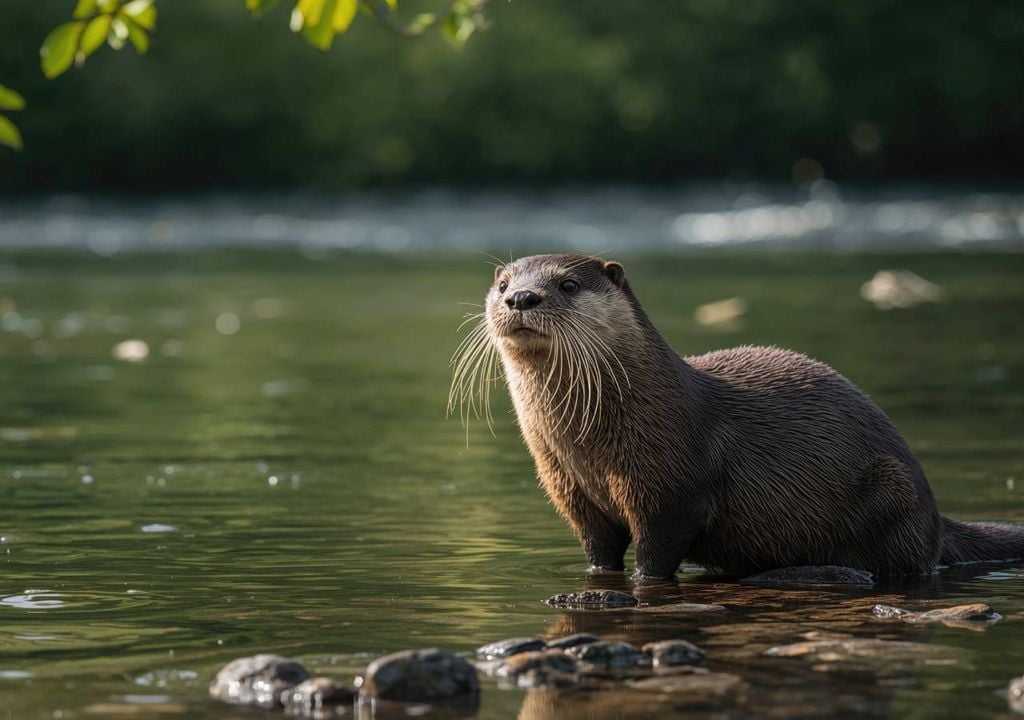 O lagostim-vermelho-do-Louisiana é uma praga nos arrozais, mas para a lontra, é uma das suas refeições favoritas e mais frequentes.