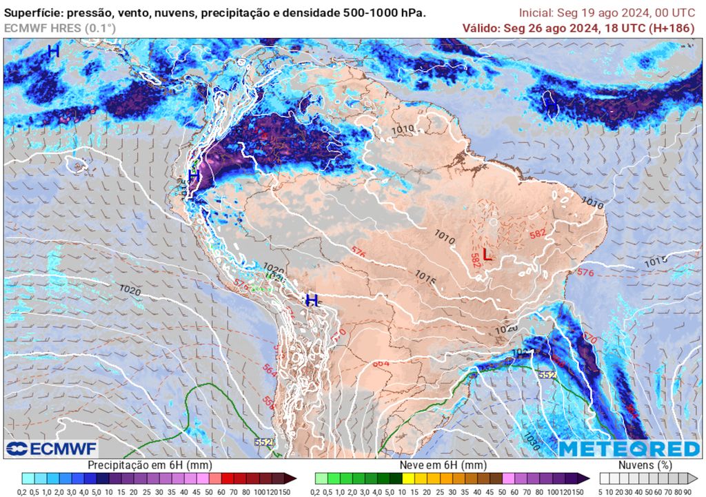 Previsão de chuva para a Segunda-Feira (26).